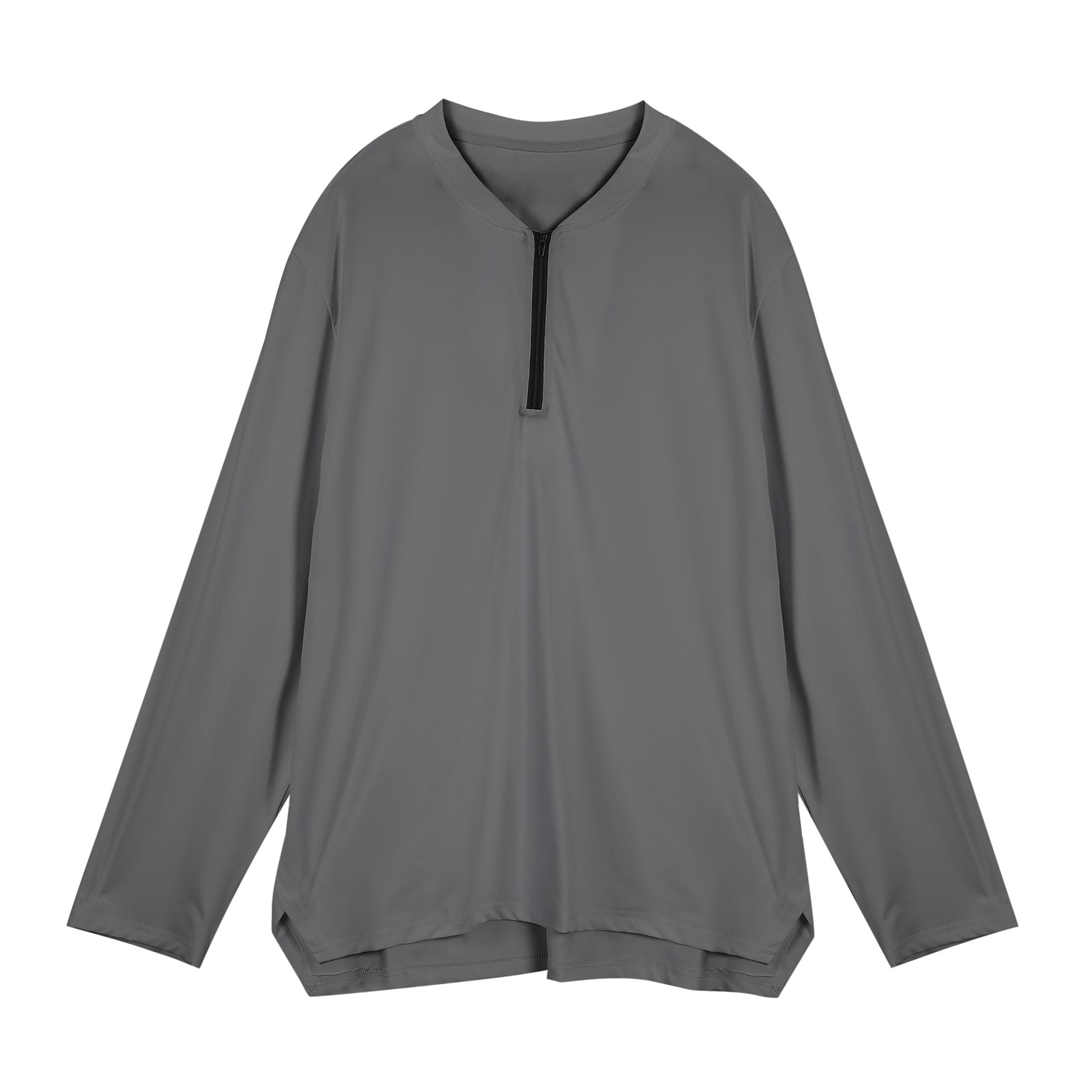 thumbnail image 2 of 2025 Camisa de manga larga con media cremallera para hombre: corte holgado, tejido transpirable, prenda interior deportiva - M-XXXL, 2 of 7